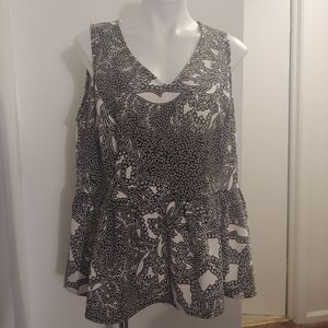 NWT Worthington black&white peplum tank blouse